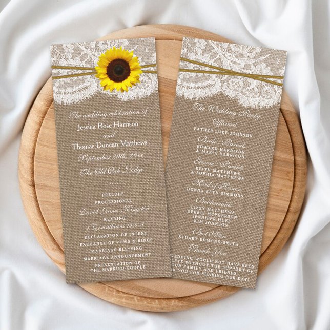 Programas Rustic Sunflower Wedding Collection (Criador carregado)