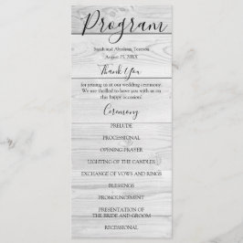 Programas Rustic White Wood Country Wedding