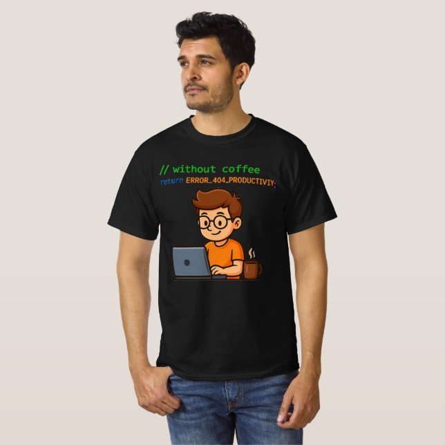 Programmer T-Shirt – Error 404 Productivity (Frente Completa)