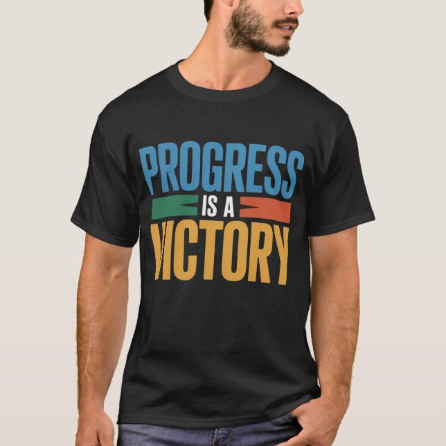 Progress Is a Victory men's Basic T-Shirt (Frente)