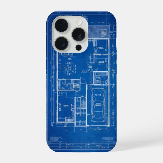Projeto de Planta de Andar de Casa em Blueprint Ar (Verso)