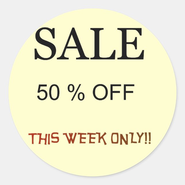 Promoção 50% de desconto > Adesivos de Promoção (Frente)