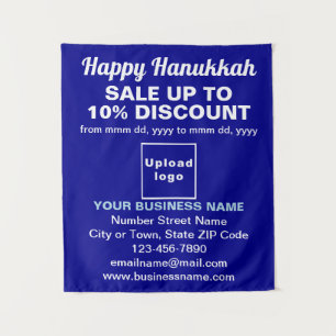 Promoção de Hanukkah de Negócios na Tapeçaria Azul