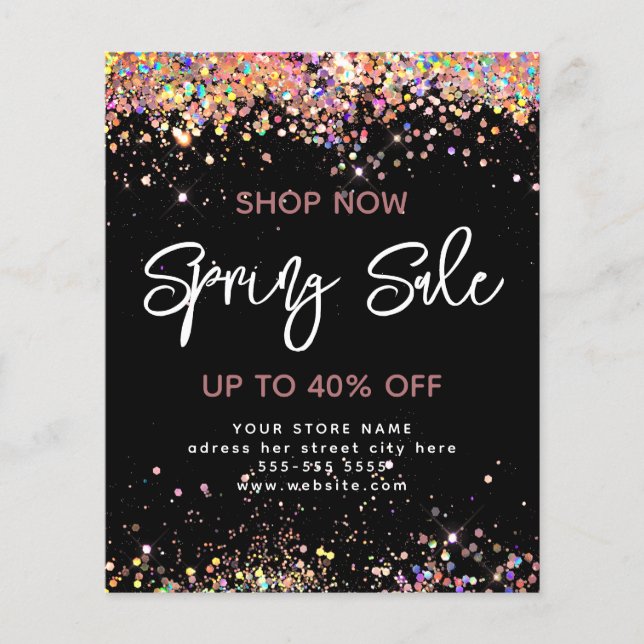 Promoção de Primavera Brilho Holográfico Flyer Pre (Frente)