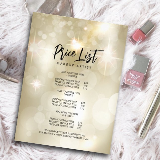 Promoção de Venda de Flyer Brilhante Com Faíscas  (#shinypricelist #zazzlemade #elegantopalpricelist #sparkle #light #bright #salepromotion #listofsale)