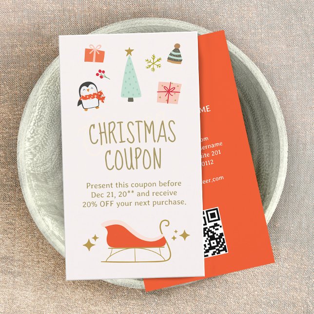Promocional de Cupão de Desconto de Natal (cute christmas discount coupon card)
