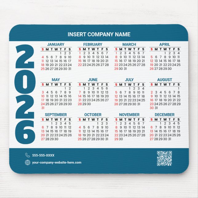 Promotional 2026 Calendar QR Code Mousepad (Frente)