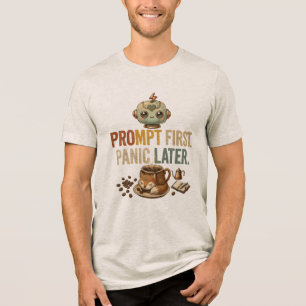 Prompt Primeiro Pânico Depois Camiseta Engraçada d