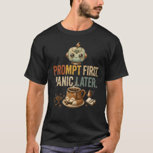 Prompt Primeiro Pânico Depois Camiseta Engraçada d