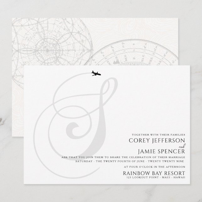 Pronta para Descolagem S Convite Inicial de Casame (Frente/Verso)