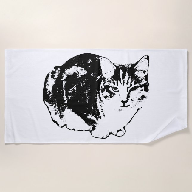 Pronta para soltar a toalha de praia de tinta Cat (Frente)