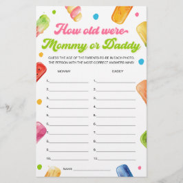 Pronto para o Chá de fraldas adivinhar o jogo da i