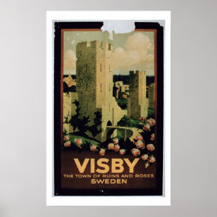 Propaganda de poster a cidade de Visby, suecia