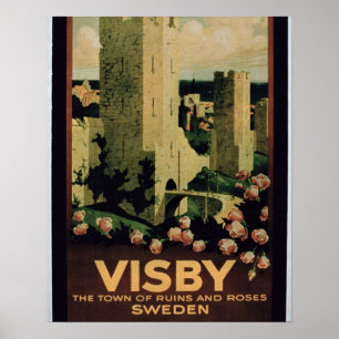 Propaganda de poster a cidade de Visby, suecia