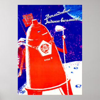 Propaganda espacial soviética da poster