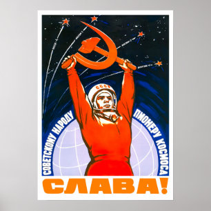 Propaganda espacial soviética poster