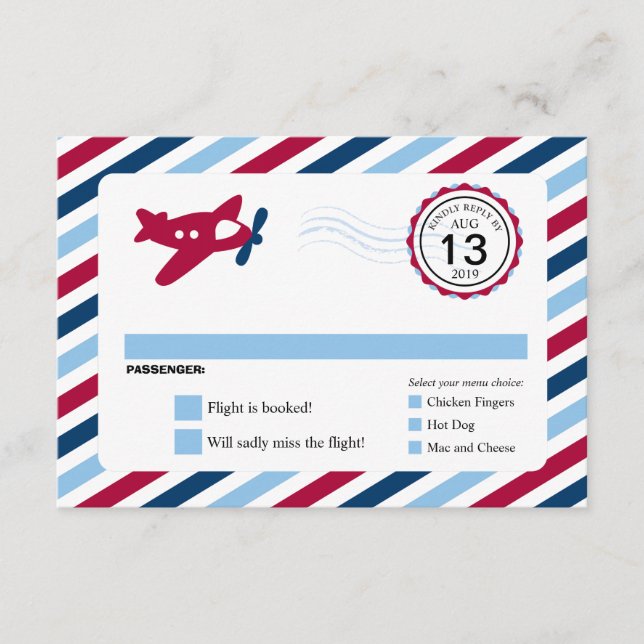 Propeller Avie Airmail Birthday RSVP (Frente)