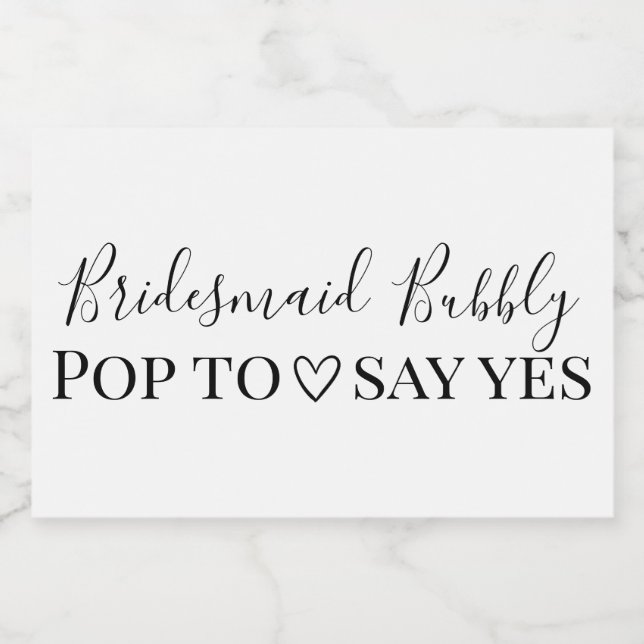 Proposta de Bridesmaid Bubbles (Rótulo Único)