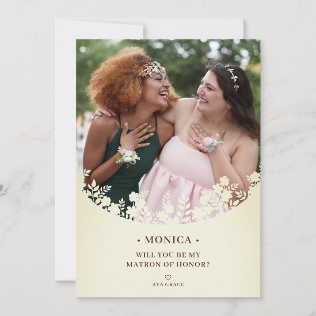 Proposta de Bridesmaid da Floral Frame Flower Girl (Frente)