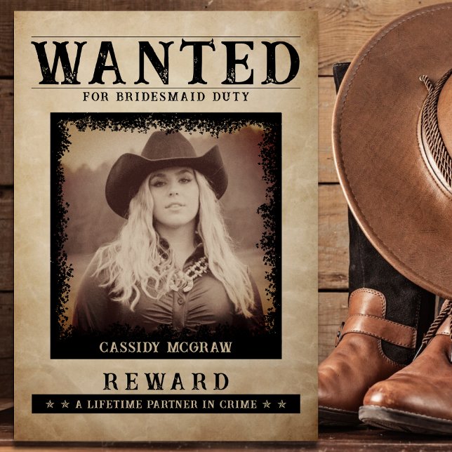 Proposta de Bridesmaid de Poster para a Imagem Vin (Vintage Photo Wanted Poster Bridesmaid Proposal
)