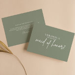 Proposta de Madrinha de casamento Verde do Minimal<br><div class="desc">Cartão de Madrinha de casamento Verde Minimalista Boho Sage. A palavra "madrinha de casamento" não é editável. Verifique se há mais itens correspondentes na coleção.</div>