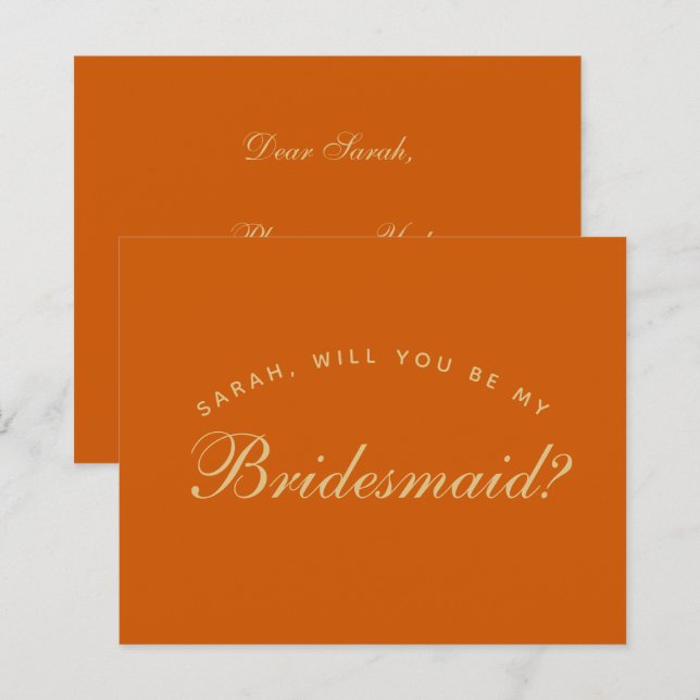 Proposta de Padrinho de Casamento Laranja Queimado (Frente/Verso)