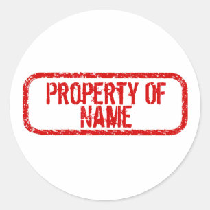 "Propriedade de" autocolantes personalizados