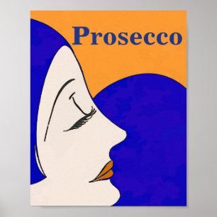 Prosecco, Abstrato, Poster de rosto de mulher