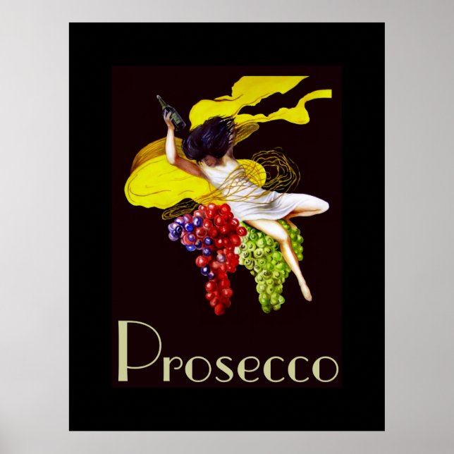 Prosecco Wine Maid Vintage Lady Posters (Frente)