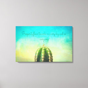 Prosperidade Mantra com Canvas de cactus minimalis