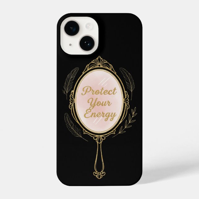 Protect Your Energy - Gold Vintage Mirror Iphone  (Verso)