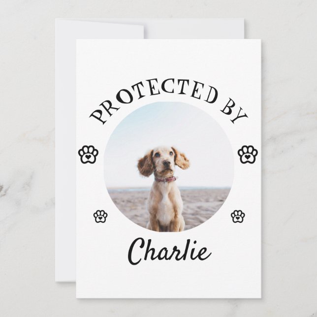 Protected By Dog Photo Paw Print Design (Frente)