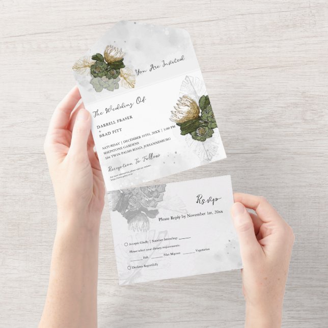 Proteína Flor Tudo em Um Convite de casamento (Aba destacável)