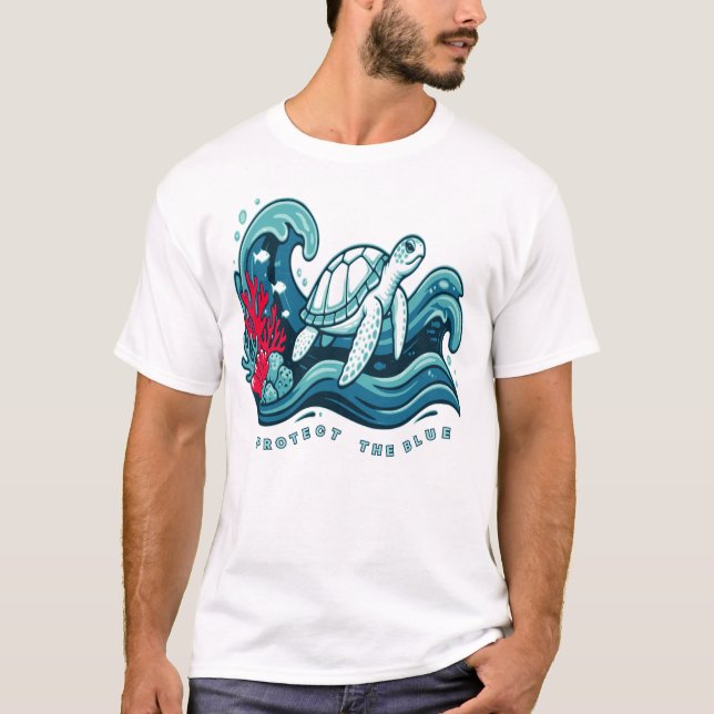 Proteja a Tartaruga Marinha Azul Camiseta de Conse (Frente)