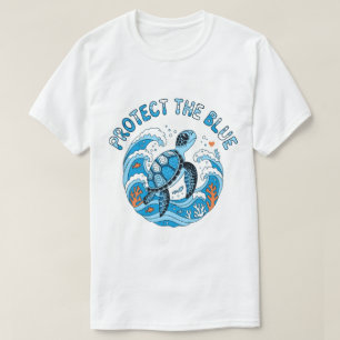 Proteja a Tartaruga Marinha Azul Camiseta de Conse