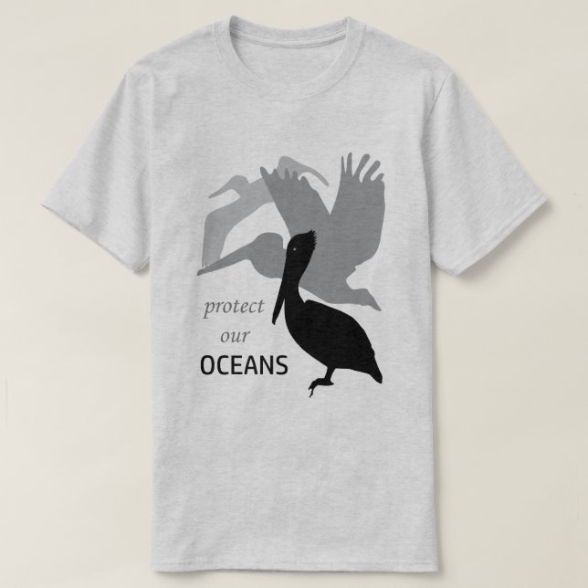 Proteja nossa camiseta Pelican Mens dos Oceanos (Frente do Design)