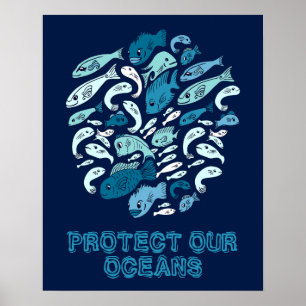 Proteja o nosso Poster de Peixes Azuis Oceanos