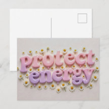 Proteja Seu Cartão Postal Floral Pastel de Energia