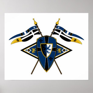 Protetor e poster medievais das bandeiras