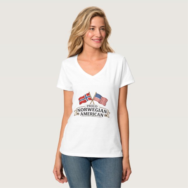 Proud Norwegian American Womens T-Shirt (Frente Completa)