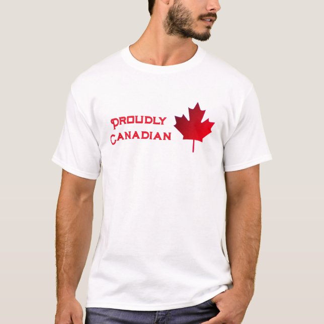 Proudly Canadian. Maple Leaf. T-Shirt (Frente)