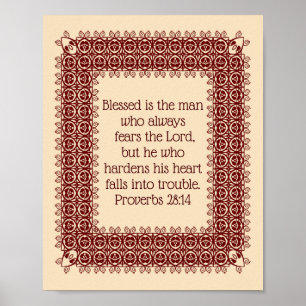 Provérbios 28:14 Escritura Bíblica 2 Poster Decora