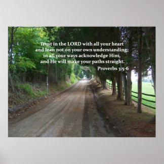 Provérbios 3:5-6 Bíblia cristã Verso Poster
