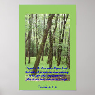 Provérbios 3: 5-6 poster com lindas árvores verdes