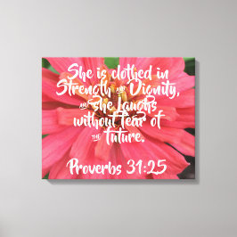 Proverbos de margarida rosa 31:25 na canvas