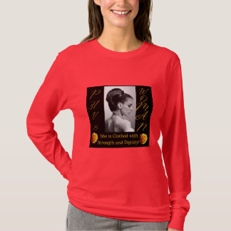 Proverbs 31 T-Shirt Mão Vermelha LONG
