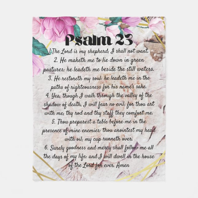 Psalm 23 cobertor de velo floral (Frente)