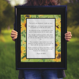 Psalm 23 Lord é o meu pastor KJV Sunflower Poster