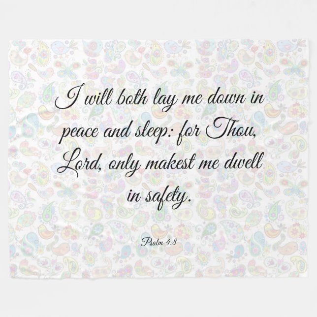 Psalm 4:8 cobertor de velo (Frente (Horizontal))