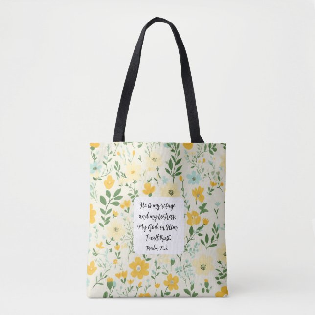 Psalm 91:2 Christian Tote Bag (Frente)